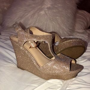 Sparkly gold heels